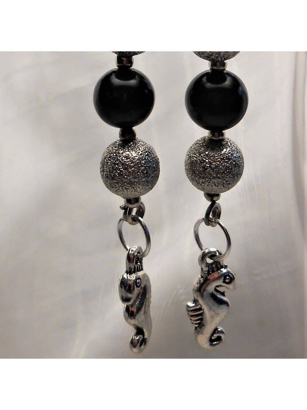 No 490 Handmade earrings with Tibetan silver seahorses charms